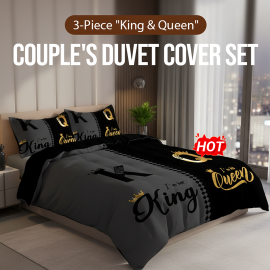 👑3-Piece "King & Queen" Couple's Duvet Cover Set