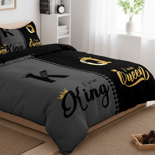 👑3-Piece "King & Queen" Couple's Duvet Cover Set