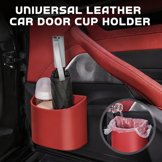 🚗 Leather Car Door Cup Holder – Wide‑mouth opening, easy reach for drinks & phone. Clip‑on secure fit. PU leather, tough & stylish. 🛡️✨