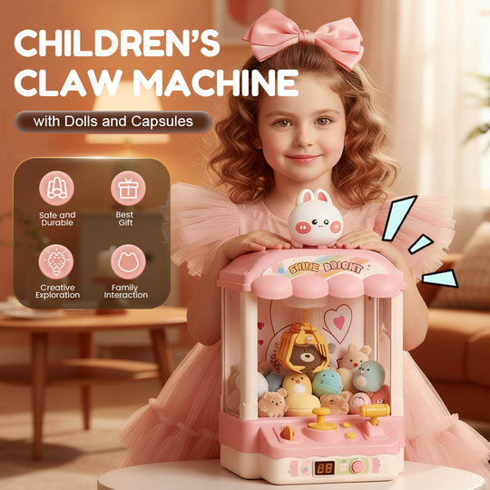 🧸 Children's Favourite Toy💝 Adorable Animal Claw Machine (Includes Plushies and Capsule Toys)🔥 Free Delivery