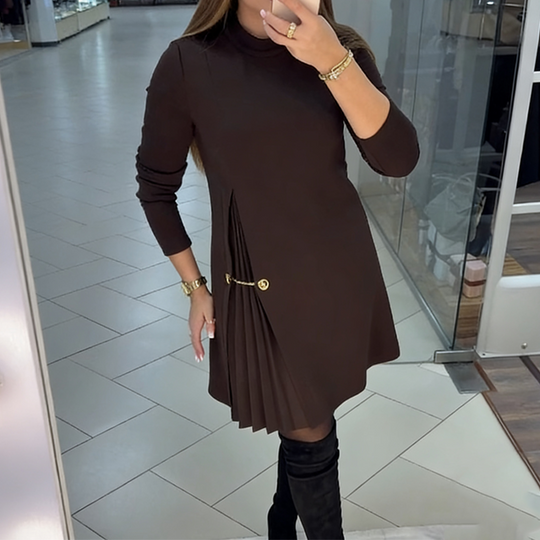 🎅Christmas Gift idea 50%OFF -🎁Elegant Long Sleeve Pleated Panel Dress