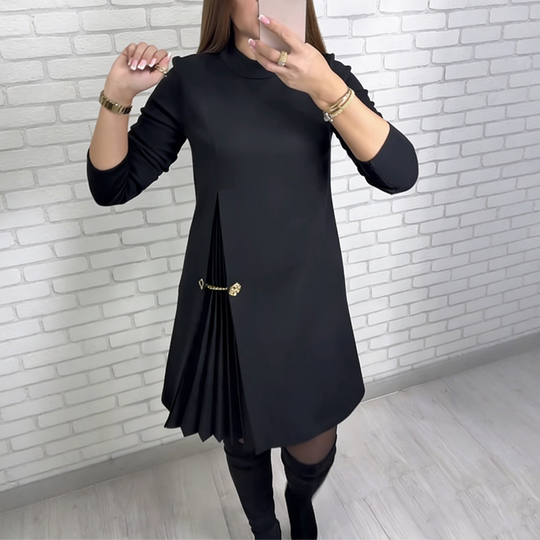 🎅Christmas Gift idea 50%OFF -🎁Elegant Long Sleeve Pleated Panel Dress