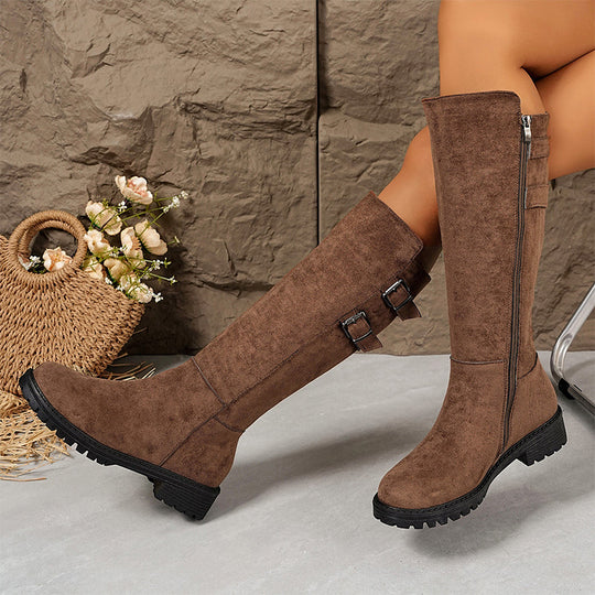 Women's Knee-High Boots with Side Zipper