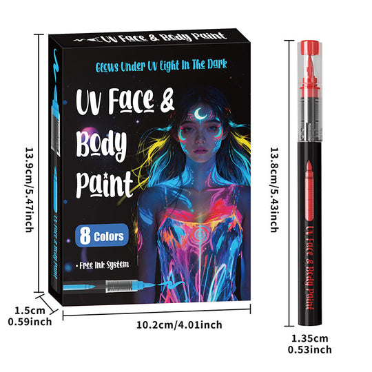 8-Color UV Glow Face & Body Paint Markers