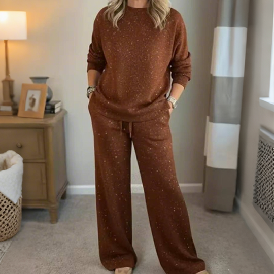⭐Time-Limited Special 50% Off⏰Women's Glitter Pullover Sweater & Pants 2-Piece Set