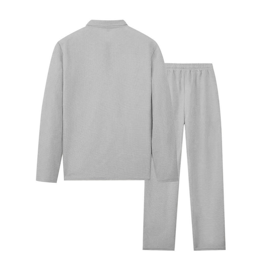 Men’s Waffle Knit Sweatshirt & Straight-Leg Pants Set – Cozy, Breathable & Effortlessly Stylish 👕👖