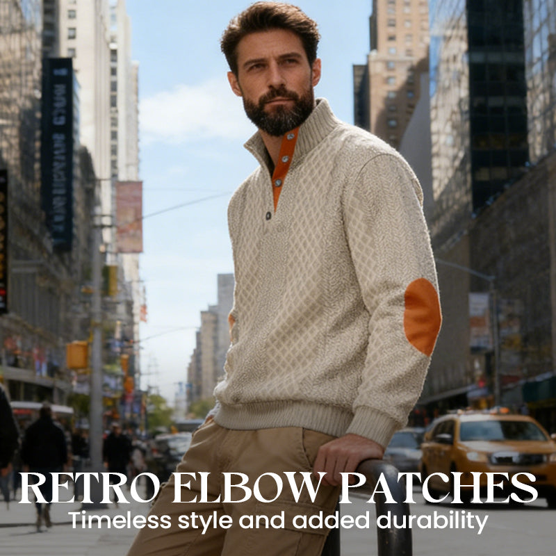 📢📢50%  OFF !! ⏰Men's Textured Jacquard Collared Sweatshirt - BUY 2 FREE SHIPPING