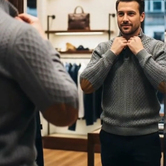 📢📢50%  OFF !! ⏰Men's Textured Jacquard Collared Sweatshirt - BUY 2 FREE SHIPPING