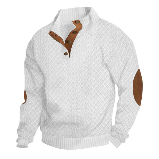 📢📢50%  OFF !! ⏰Men's Textured Jacquard Collared Sweatshirt - BUY 2 FREE SHIPPING