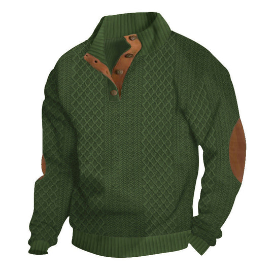 📢📢50%  OFF !! ⏰Men's Textured Jacquard Collared Sweatshirt - BUY 2 FREE SHIPPING