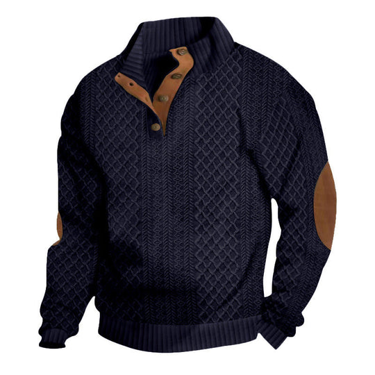 📢📢50%  OFF !! ⏰Men's Textured Jacquard Collared Sweatshirt - BUY 2 FREE SHIPPING