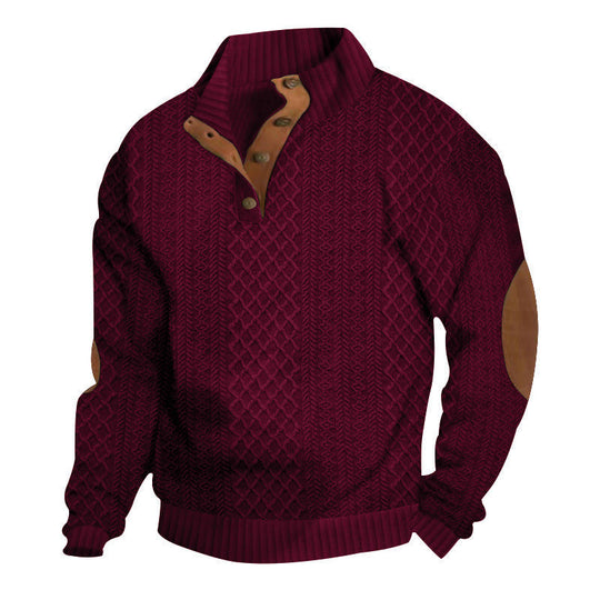 📢📢50%  OFF !! ⏰Men's Textured Jacquard Collared Sweatshirt - BUY 2 FREE SHIPPING