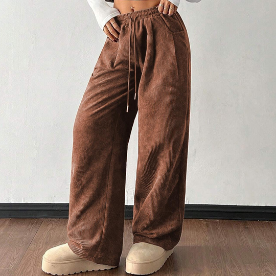👖✨ Casual Loose Fit Corduroy Trousers for Women – Wide-Leg, Adjustable Waist & Wrinkle-Resistant Retro Style