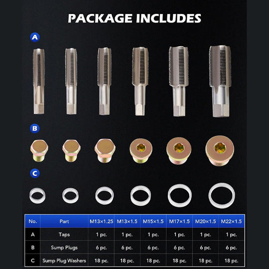 Professional Certification🔧114-Piece Oil Pan Thread Repair Kit