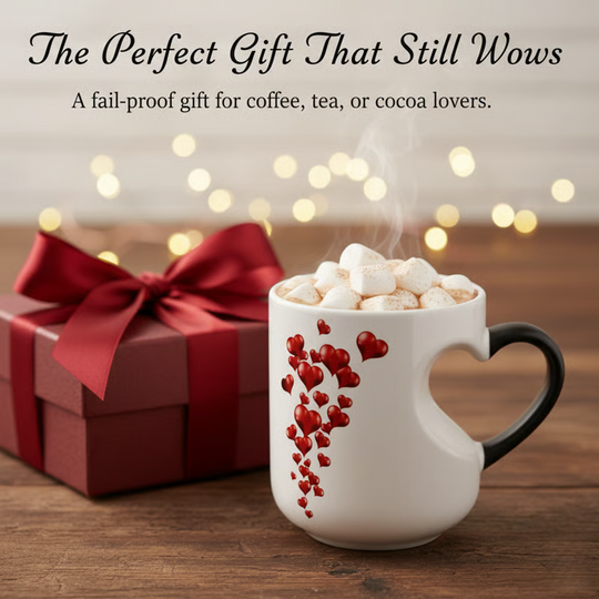 Perfect  Gift for Her✨Heat Sensitive Color Changing Magic Mug-Heart Shaped Handle Ceramic Coffee Cup