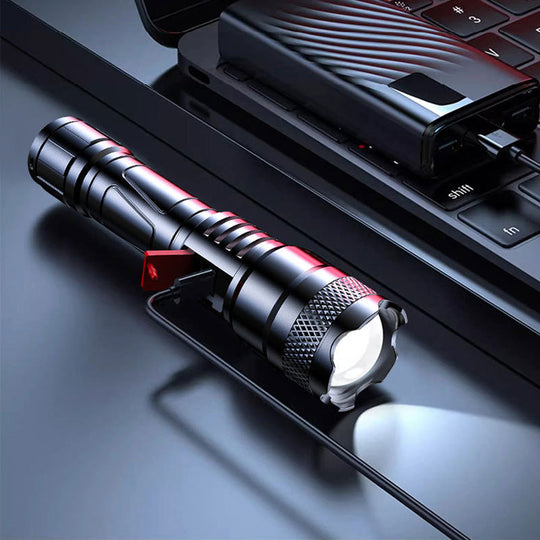 LED Strong Light Retractable Flashlight🎁Flashlight + Type-C Cable