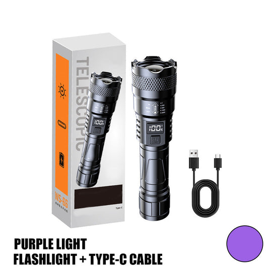 LED Strong Light Retractable Flashlight🎁Flashlight + Type-C Cable