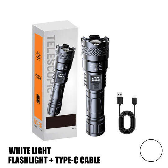 LED Strong Light Retractable Flashlight🎁Flashlight + Type-C Cable
