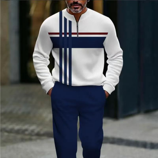 Men's Graphic Print Pullover & Pants Set – Street Style, Comfort Fit & Casual Look 👖