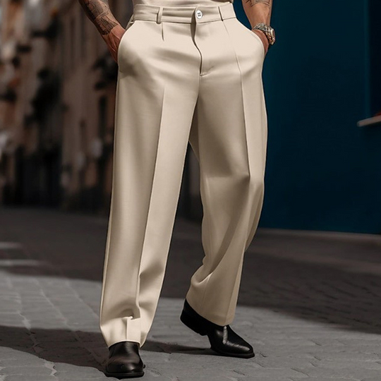 🥳Men's Casual Wide-Leg Pants – Breezy pleated front, easy pull-on style👖