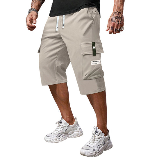 Men's Casual Drawstring Capri Cargo Pants