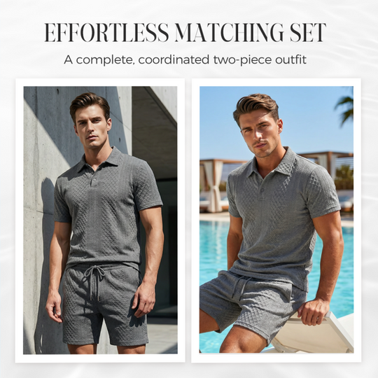 💞50K+ SOLD!💥👴🩳Men's Diamond Print 2-Piece Set – Ready in seconds! Soft, breathable top with easy shorts. No fuss, just style. Perfect for garden BBQs or coffee dates.
