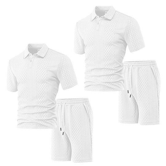 💞50K+ SOLD!💥👴🩳Men's Diamond Print 2-Piece Set – Ready in seconds! Soft, breathable top with easy shorts. No fuss, just style. Perfect for garden BBQs or coffee dates.
