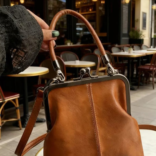 👜50% OFF NOW! Vintage Kiss‑Lock Bag‑2‑in‑1 Handbag & Crossbody Purse, Soft Faux‑Leather Retro Kiss‑Clasp Shoulder Bag, Compact Timeless Elegant Women’s Daily Fashion Handbag