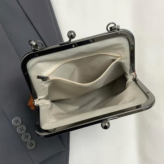 👜50% OFF NOW! Vintage Kiss‑Lock Bag‑2‑in‑1 Handbag & Crossbody Purse, Soft Faux‑Leather Retro Kiss‑Clasp Shoulder Bag, Compact Timeless Elegant Women’s Daily Fashion Handbag