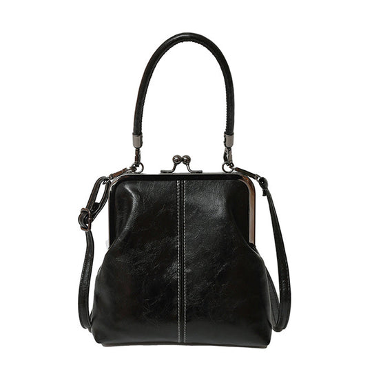👜50% OFF NOW! Vintage Kiss‑Lock Bag‑2‑in‑1 Handbag & Crossbody Purse, Soft Faux‑Leather Retro Kiss‑Clasp Shoulder Bag, Compact Timeless Elegant Women’s Daily Fashion Handbag