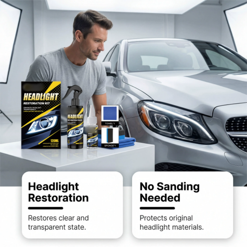 🔥Hot sale -50% OFF🚗 Professional Headlight Polish & Sealant Kit | Restore & Protect Headlights in Minutes(Bonus towel included with every purchase!)