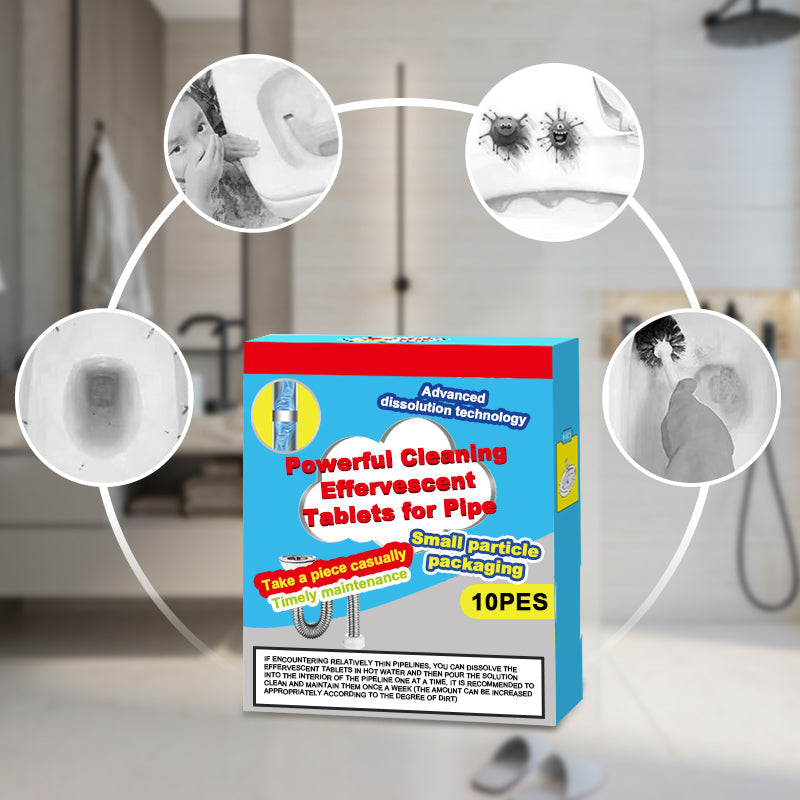 50% OFF Powerful Cleaning Effervescent Tablets for Pipe, Fast Dissolve Hair Grease Clogs, Deodorizing Antibacterial Pipe Cleaner for Sink Toilet Floor Drain