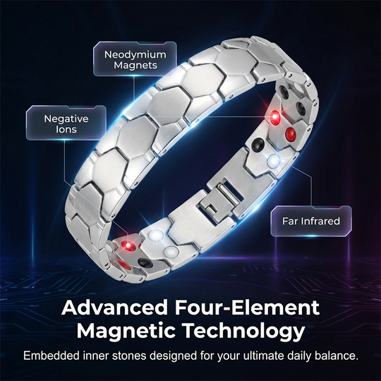 ⚽ Men's Magnetic Soccer Bracelet: Hexagonal Design, Stainless Steel, Adjustable Links