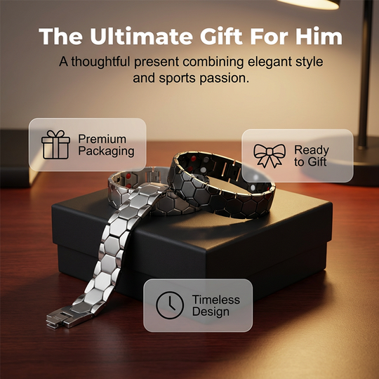 ⚽ Men's Magnetic Soccer Bracelet: Hexagonal Design, Stainless Steel, Adjustable Links