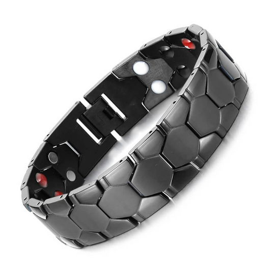 ⚽ Men's Magnetic Soccer Bracelet: Hexagonal Design, Stainless Steel, Adjustable Links