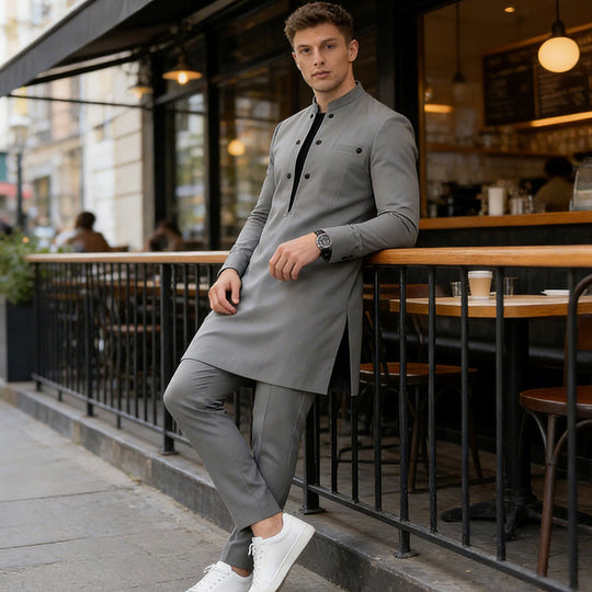🔥Hot Deals-Men's Modern Mandarin Collar Tunic and Pants Set