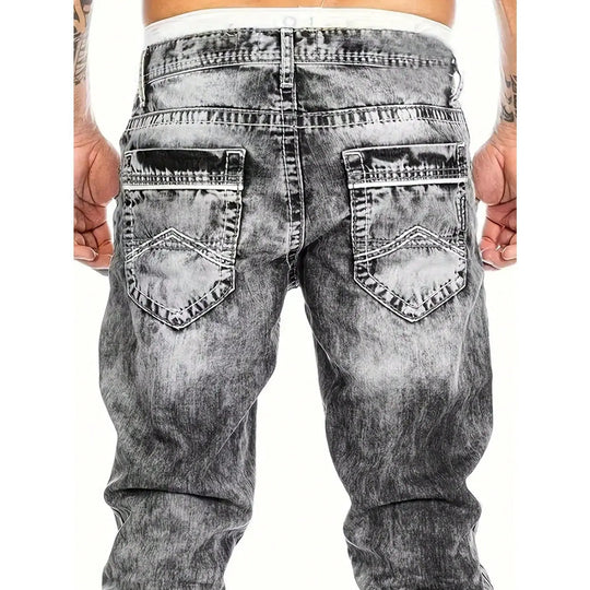 🔥 Men's Fashion Creative Stretch Denim Jeans – Minimalist Style, Perfect for Summer & Emo-Inspired Look 💙