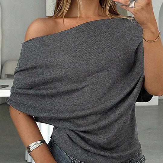 👕Summer Hot Sale⚡50K+ SOLD!🎁Women's Asymmetrical Off-Shoulder Batwing Sleeve Top