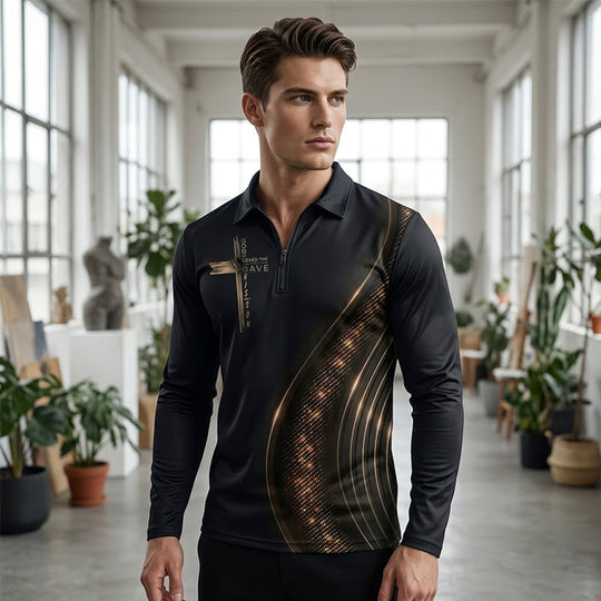👕 50% OFF NOW! 🔥 Men's Casual Retro Long Sleeve Zip-Up Polo Shirt – Classic Style, Soft Fabric & Perfect for Daily Wear 🏠