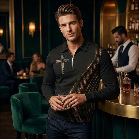 👕 50% OFF NOW! 🔥 Men's Casual Retro Long Sleeve Zip-Up Polo Shirt – Classic Style, Soft Fabric & Perfect for Daily Wear 🏠
