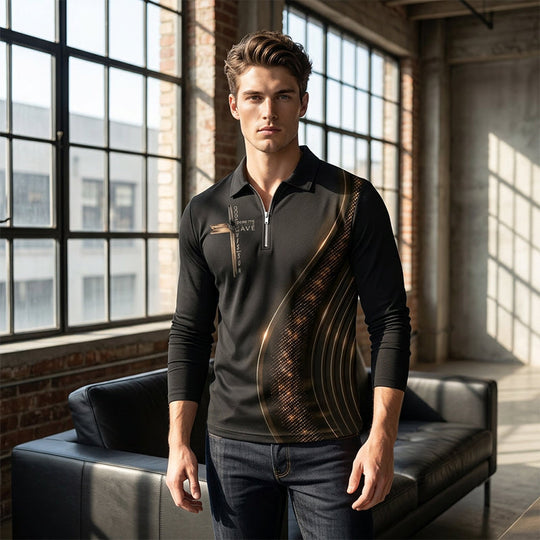 👕 50% OFF NOW! 🔥 Men's Casual Retro Long Sleeve Zip-Up Polo Shirt – Classic Style, Soft Fabric & Perfect for Daily Wear 🏠