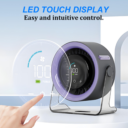 [Heatwave Essential] Desk Fan with LED Display USB Powered Portable 100 Speeds 120' Tilt Quiet Long Battery Life Oscillating Table Fan for Bedroom Office Home Camping
