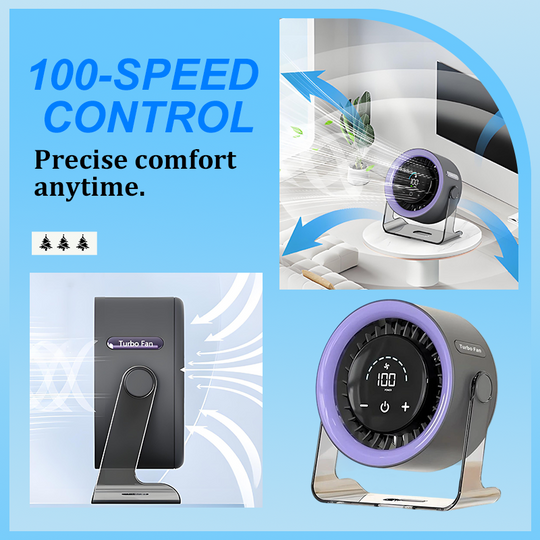 [Heatwave Essential] Desk Fan with LED Display USB Powered Portable 100 Speeds 120' Tilt Quiet Long Battery Life Oscillating Table Fan for Bedroom Office Home Camping