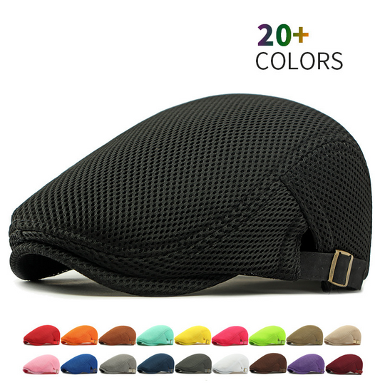 🧢LAST DAY SALE: ￡7.99!!🌞 Breathable Flat Cap with Adjustable Strap – Mesh Fabric, Classic Ivy Style🌿
