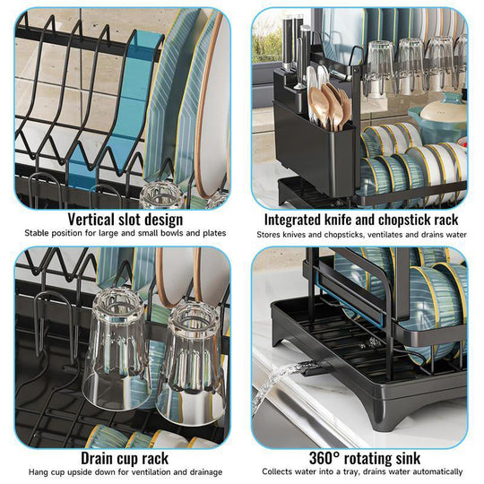 💕Free Shipping✈️2-Tier Dish Rack with Drainboard – Large Capacity & Fast Drying 🍽️💧