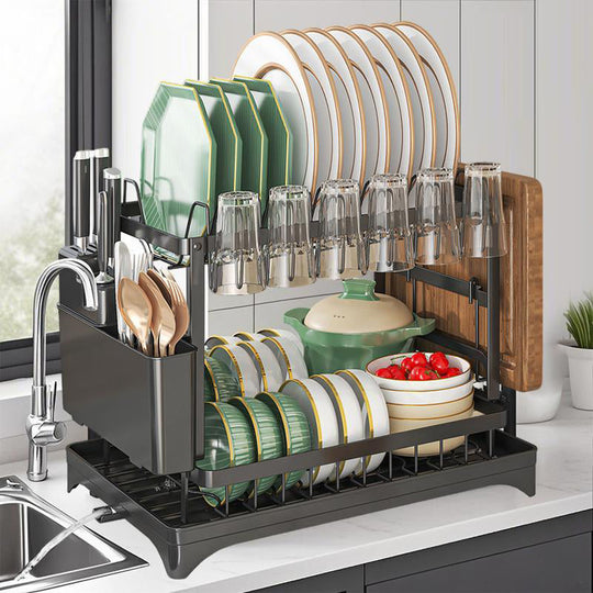 💕Free Shipping✈️2-Tier Dish Rack with Drainboard – Large Capacity & Fast Drying 🍽️💧