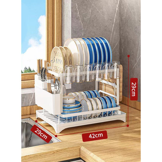 💕Free Shipping✈️2-Tier Dish Rack with Drainboard – Large Capacity & Fast Drying 🍽️💧