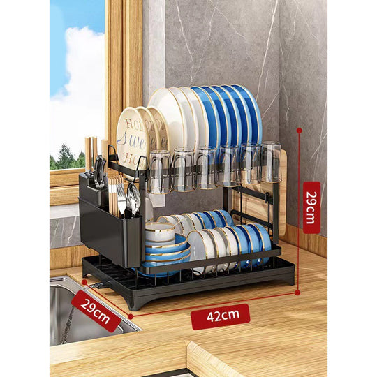 💕Free Shipping✈️2-Tier Dish Rack with Drainboard – Large Capacity & Fast Drying 🍽️💧