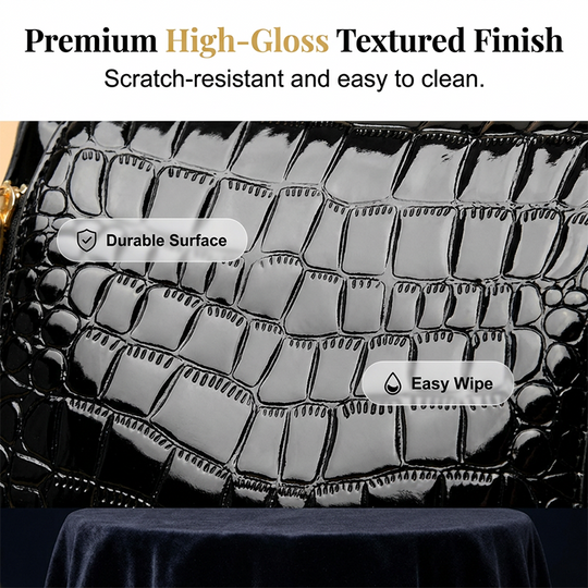 👜 Limited-time 50% off! Shiny crocodile-print handbag with gold hardware 💼