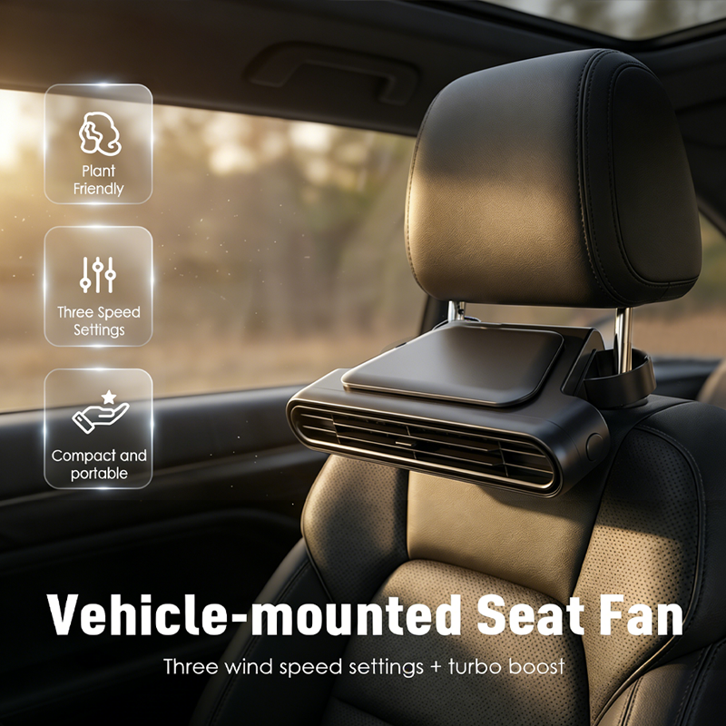 BreezGo™ Car Seat Fan 🌬️ – 3-Speed Rechargeable Clip-On Fan with 3000mAh Battery 🔋 | USB-C Charging ⚡ for Cars 🚗, Golf Buggies 🛺 & Campervans 🏕️